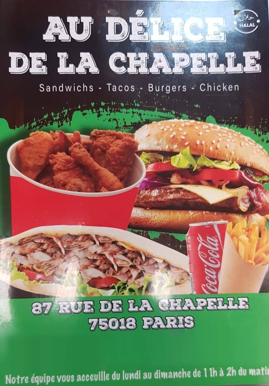 Au délice de la Chapelle — carte page 1