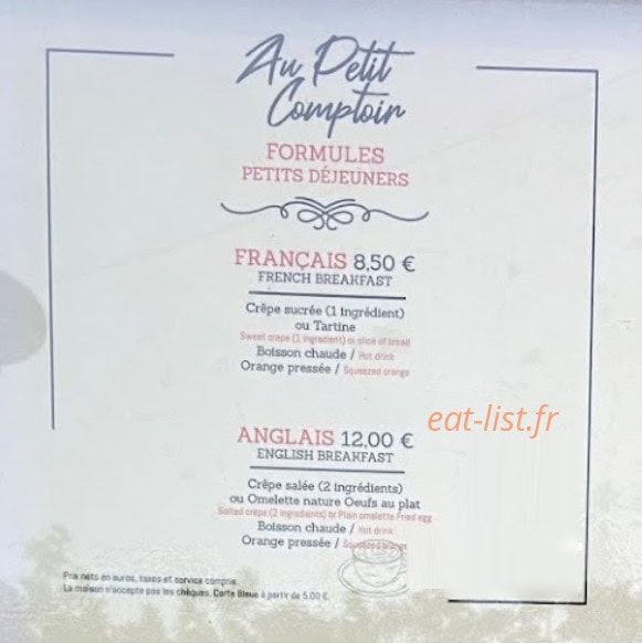 Au Petit Comptoir — carte page 3