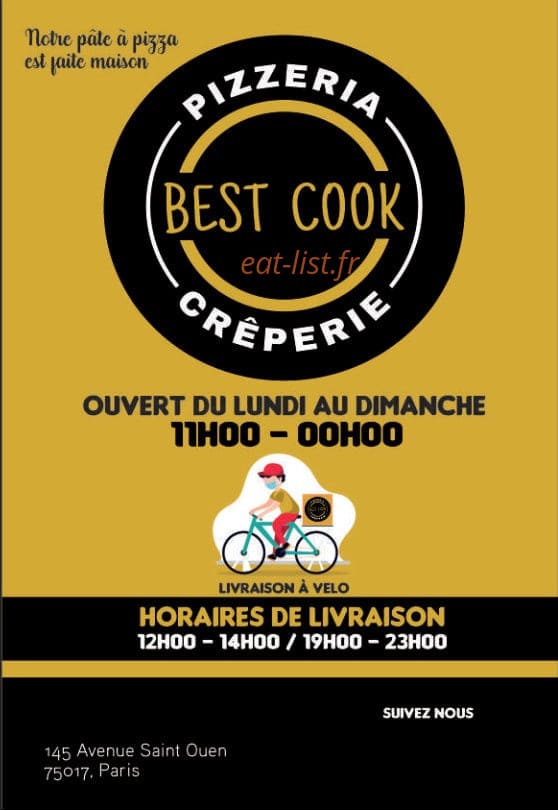 Best Cook Pizzeria — carte page 1