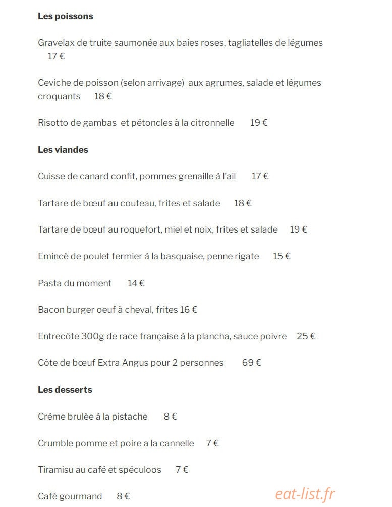 Bistrot Chez Soi — carte page 2