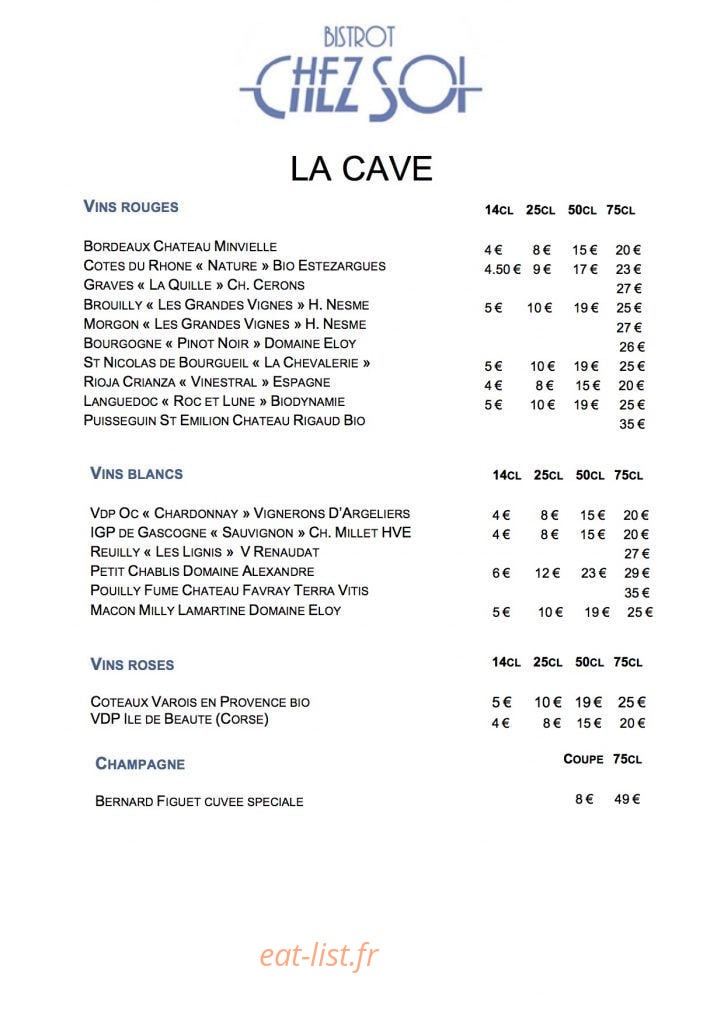 Bistrot Chez Soi — carte page 3