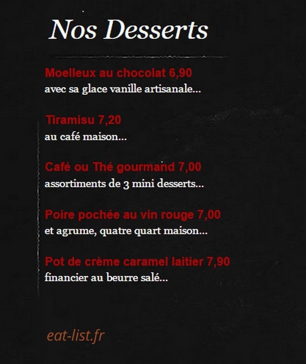 Bistrot La Renaissance — carte page 3