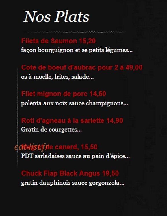 Bistrot La Renaissance — carte page 2