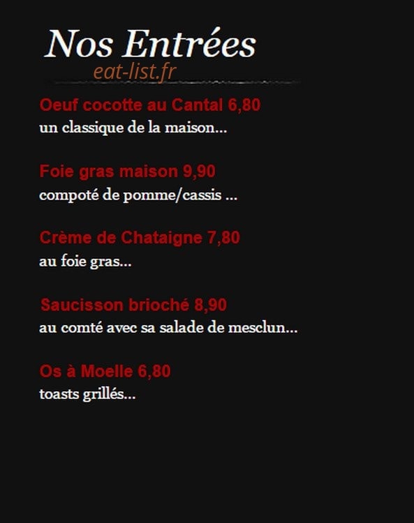Bistrot La Renaissance — carte page 1