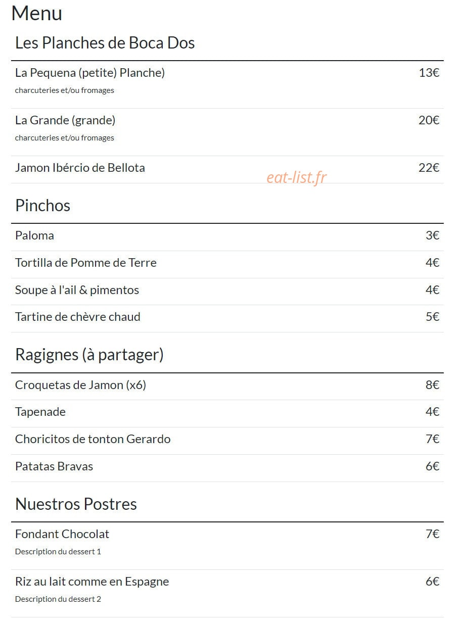 Boca Dos — carte page 1