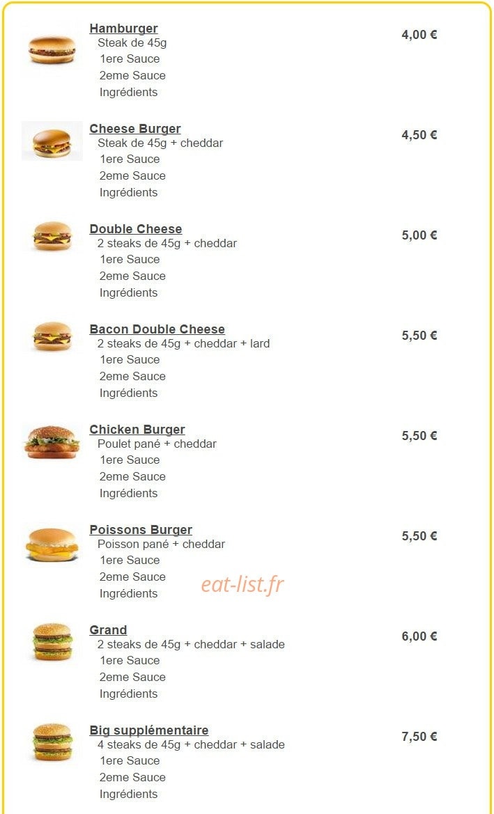 Burger Run Paris — carte page 2