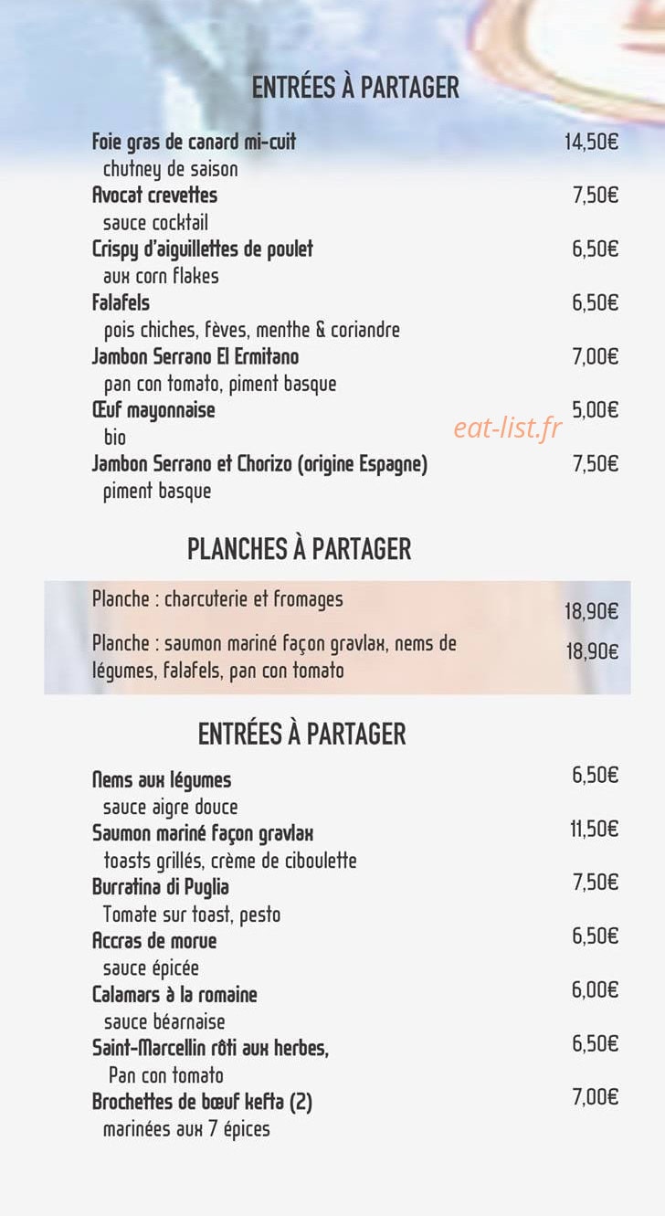 Café Albert — carte page 1