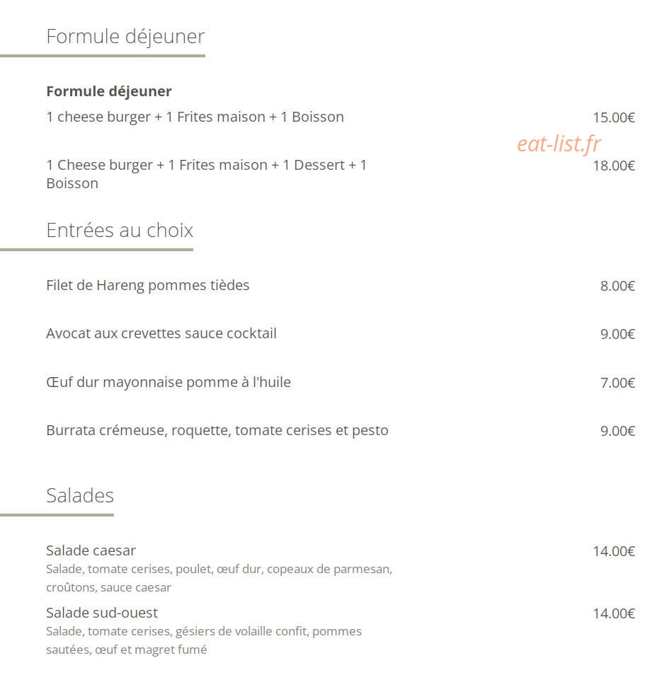 Café de la Gare — carte page 1