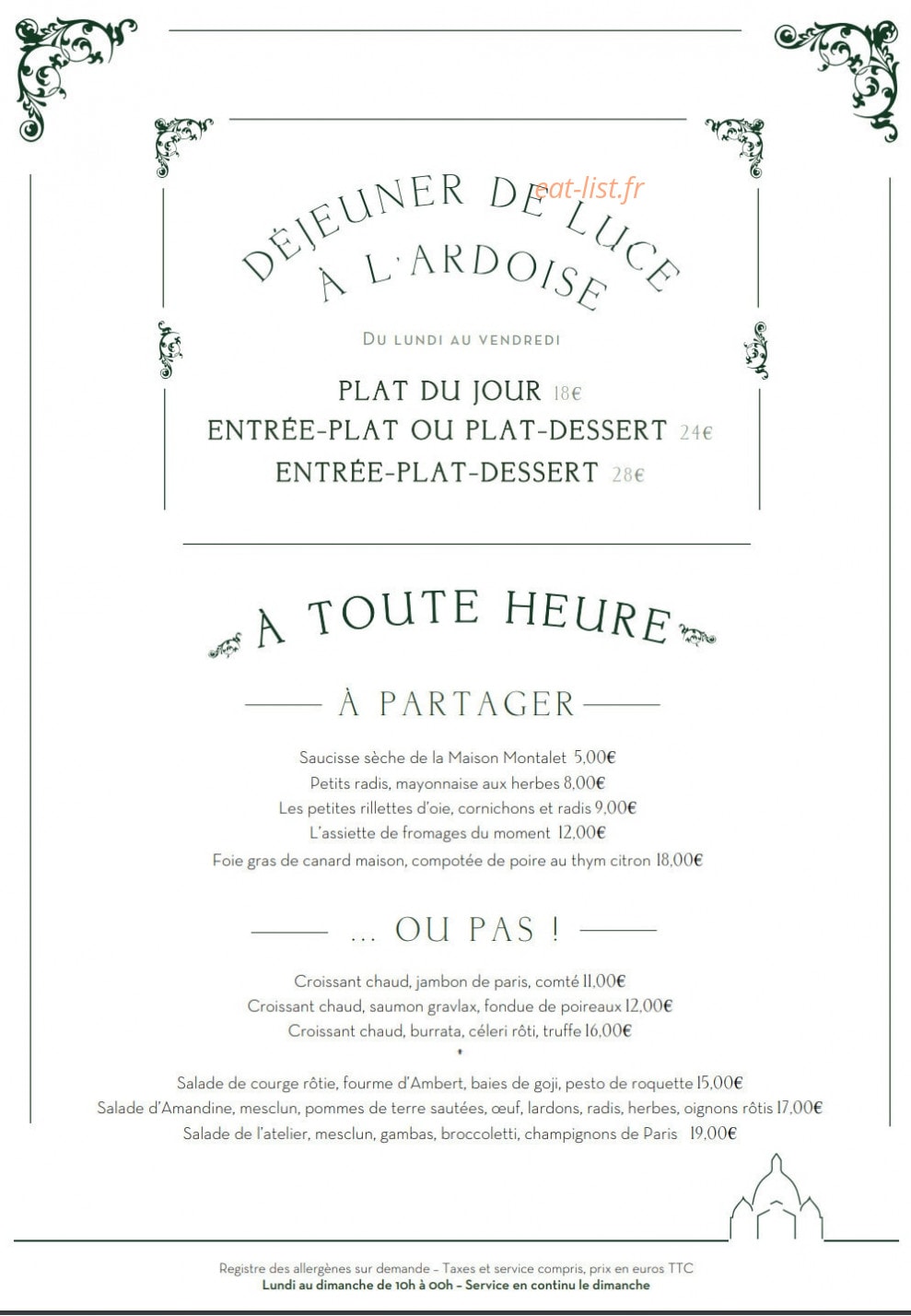 Café de Luce — carte page 1