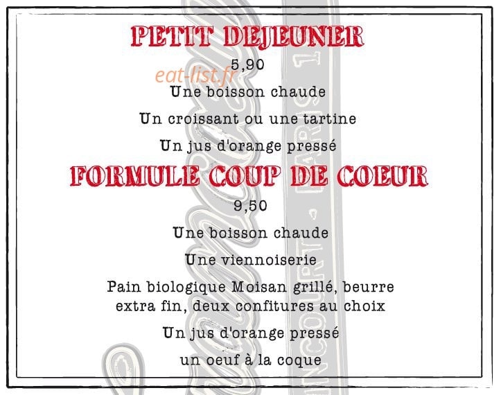 Café Francoeur — carte page 1