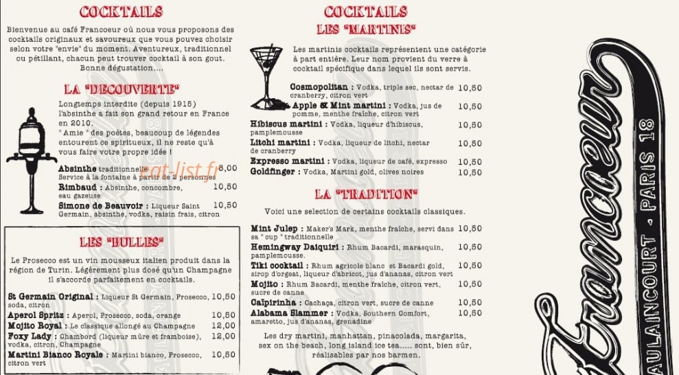 Café Francoeur — carte page 4