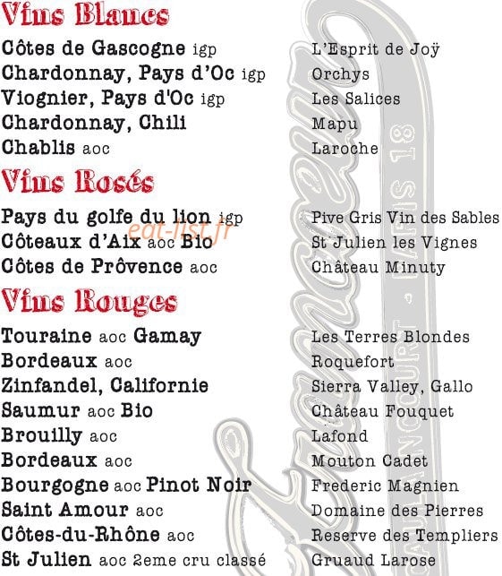 Café Francoeur — carte page 5