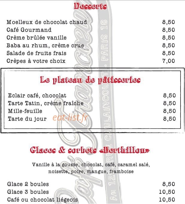 Café Francoeur — carte page 3