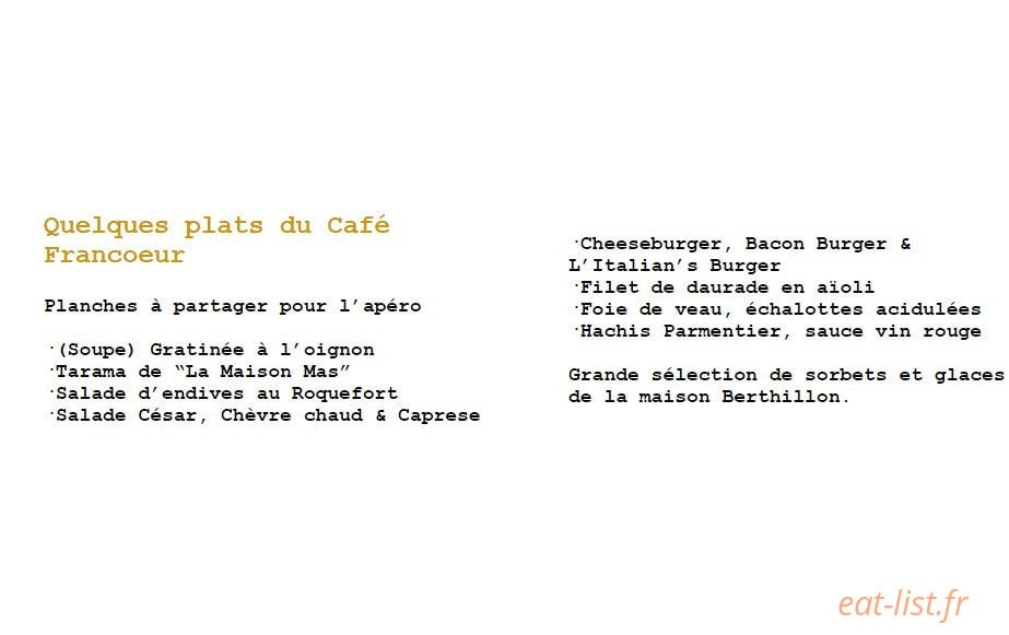 Café Francoeur — carte page 6