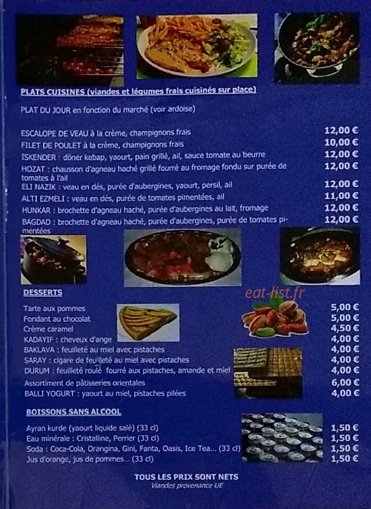 Café restaurant de la Paix — carte page 3