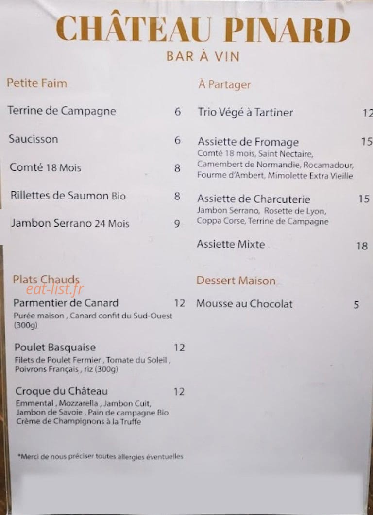 Château Pinard — carte page 1