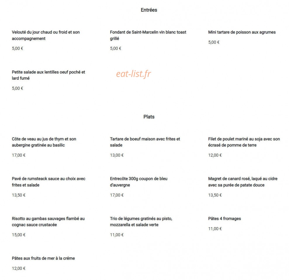 Chez Clara — carte page 1