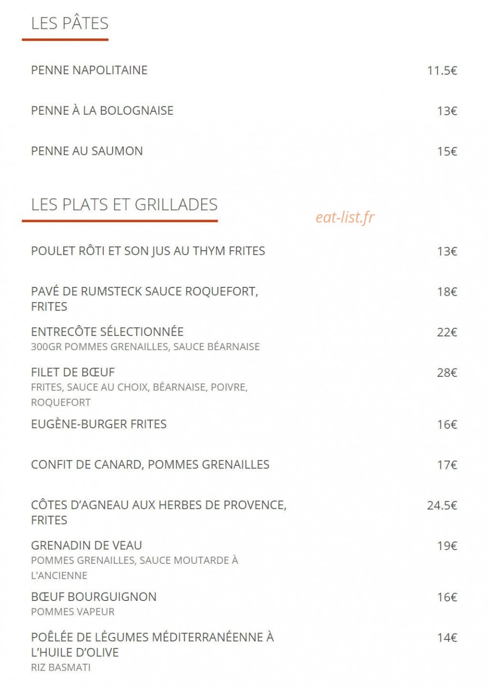 Chez Eugène — carte page 4