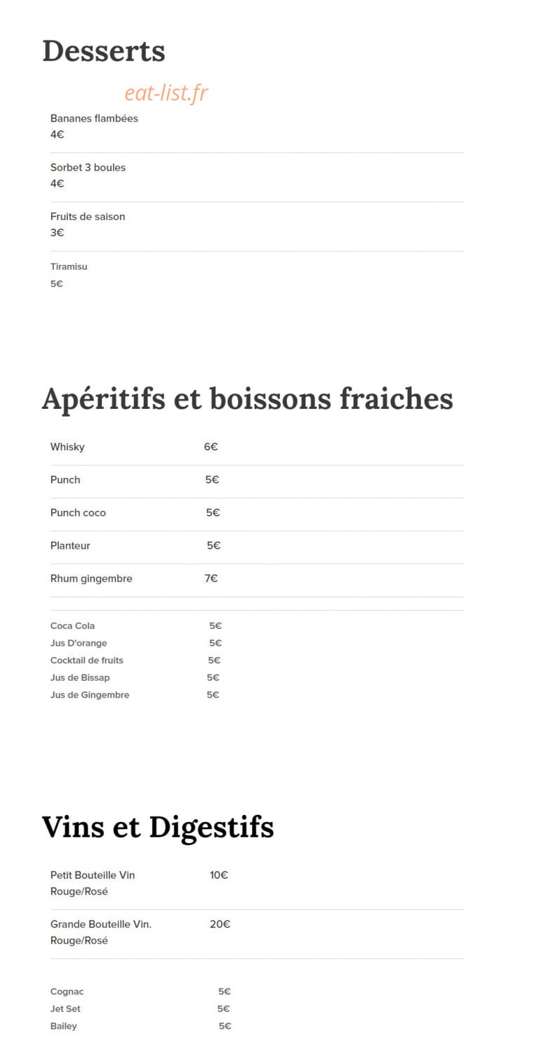 Chez Lala — carte page 2