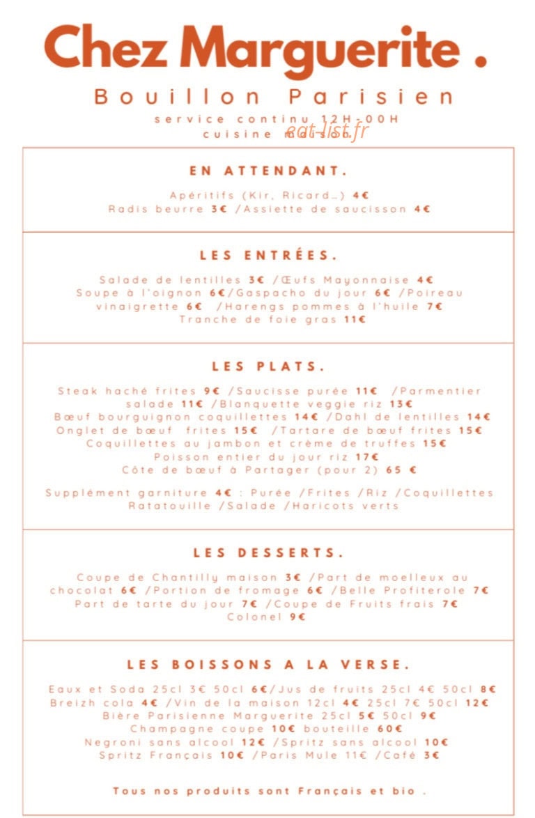 Chez Marguerite — carte page 1