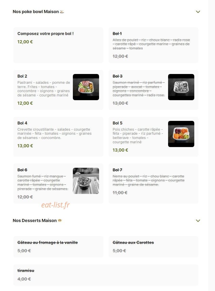 Chez Poke Bowl — carte page 2