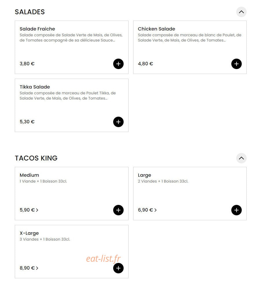 Chicken's king — carte page 9