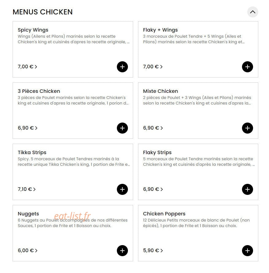 Chicken's king — carte page 3