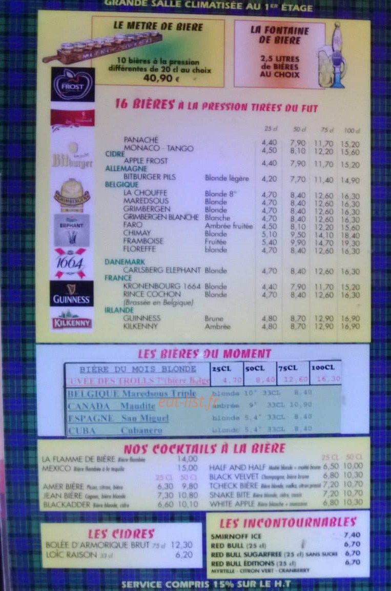 Clichy's Tavern — carte page 2