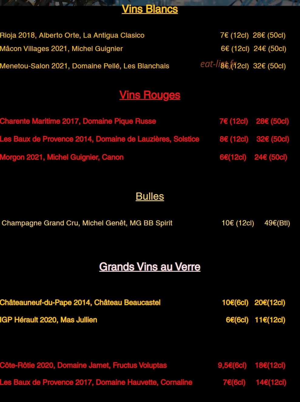 Comestibles — carte page 1