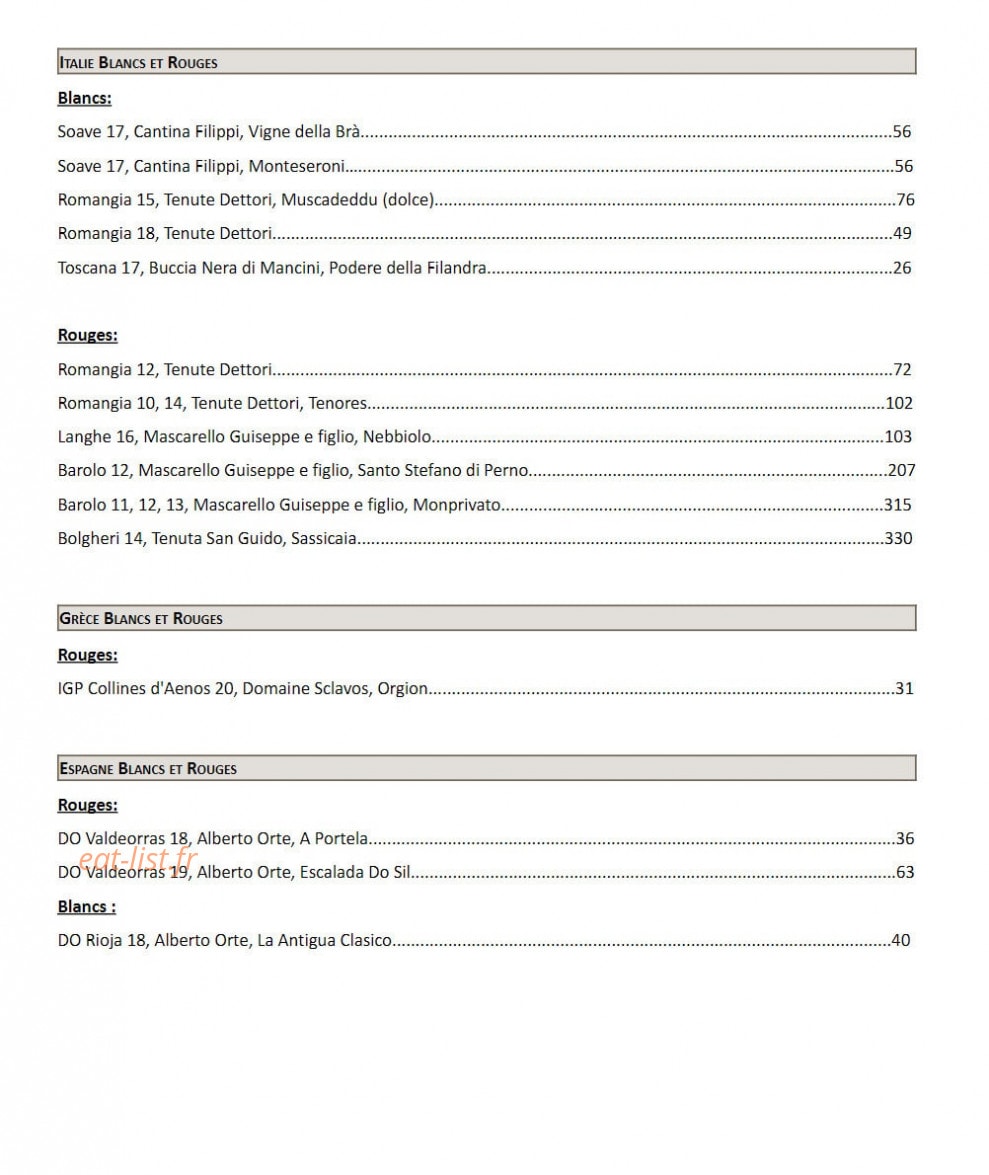 Comestibles — carte page 17