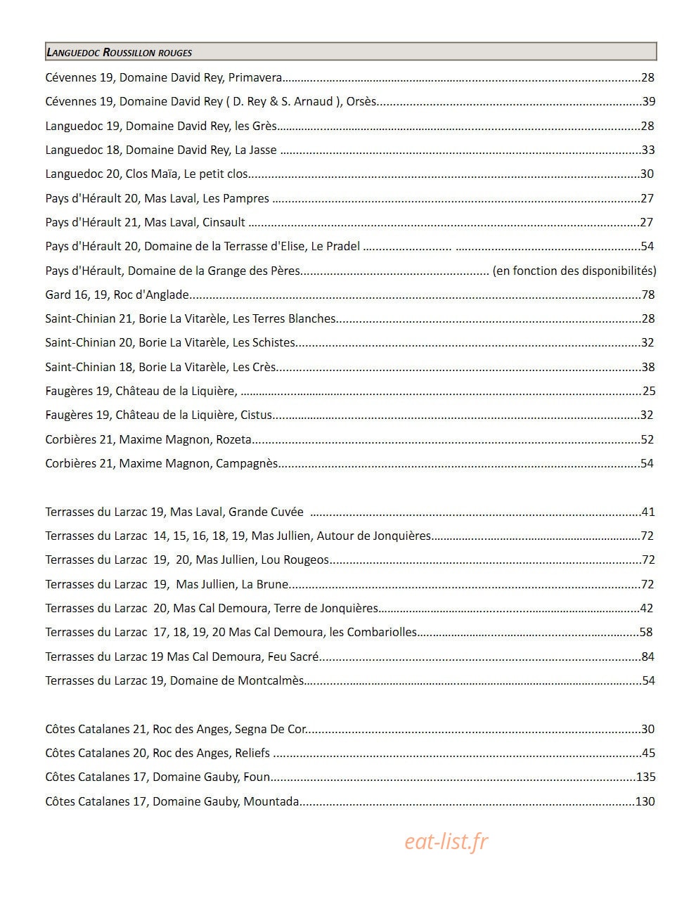 Comestibles — carte page 15
