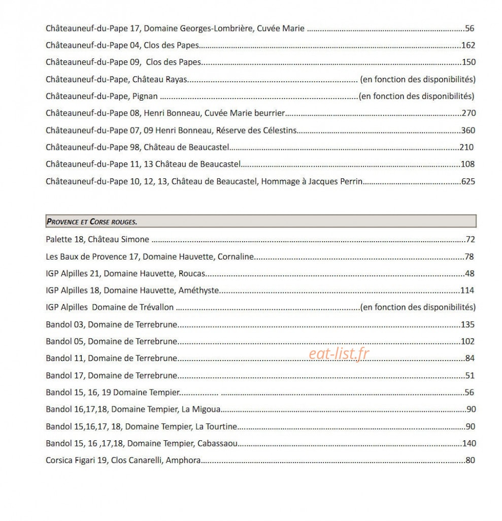 Comestibles — carte page 14