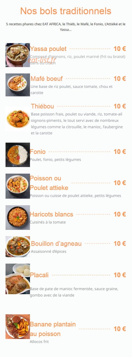 Eat africa — carte page 1