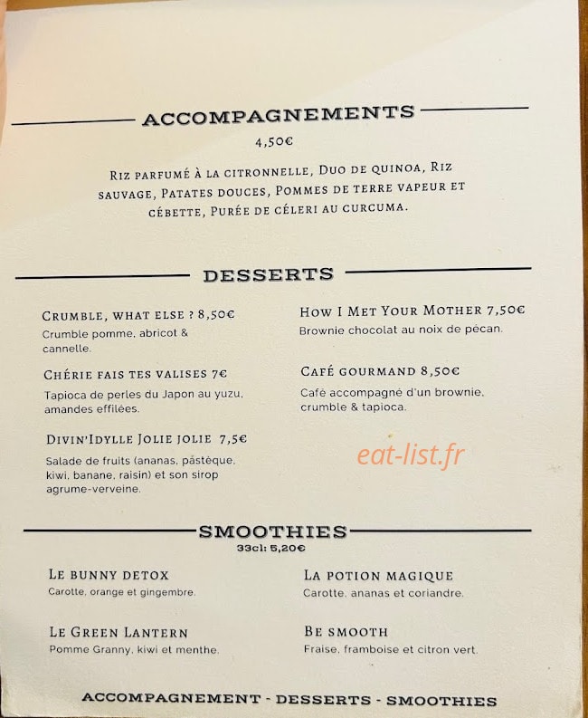 Ecru Kitchen — carte page 2