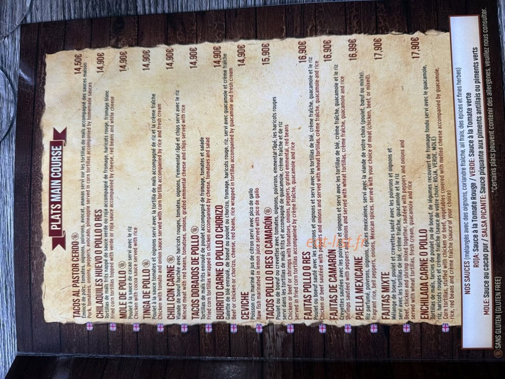 Carte et menu de El Tequila à Paris 18 — Menu niño 9.90€