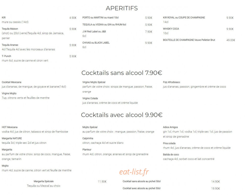 El Tequila — carte page 1