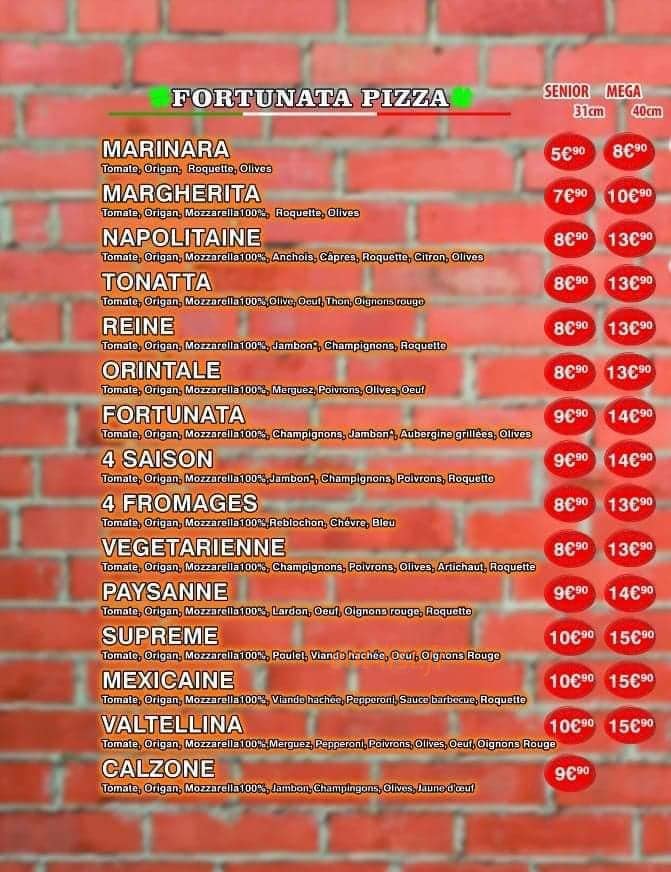Fortunata Pizza — carte page 2