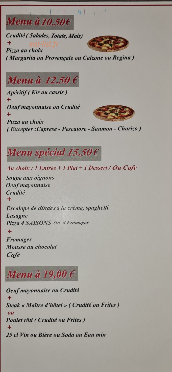 Four Saisons — carte page 1