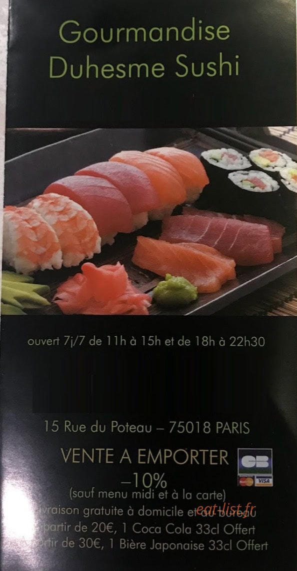 Gourmandise Duhesme — carte page 1