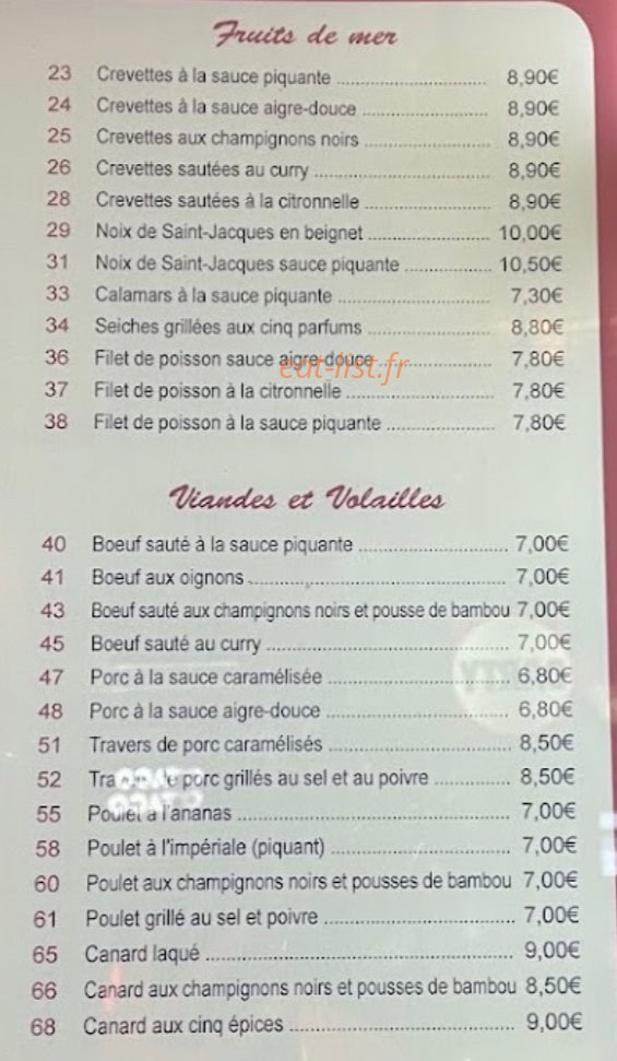 Gourmet Impérial — carte page 2