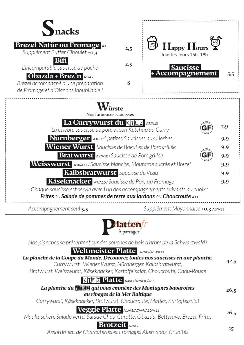 Kiez Biergarten Parisien — carte page 8