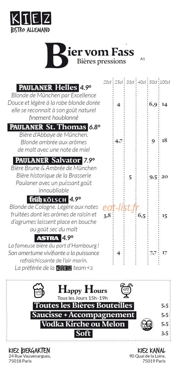 Kiez Biergarten Parisien — carte page 1