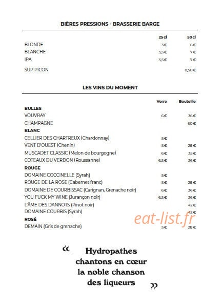 L'Hydropathe — carte page 4