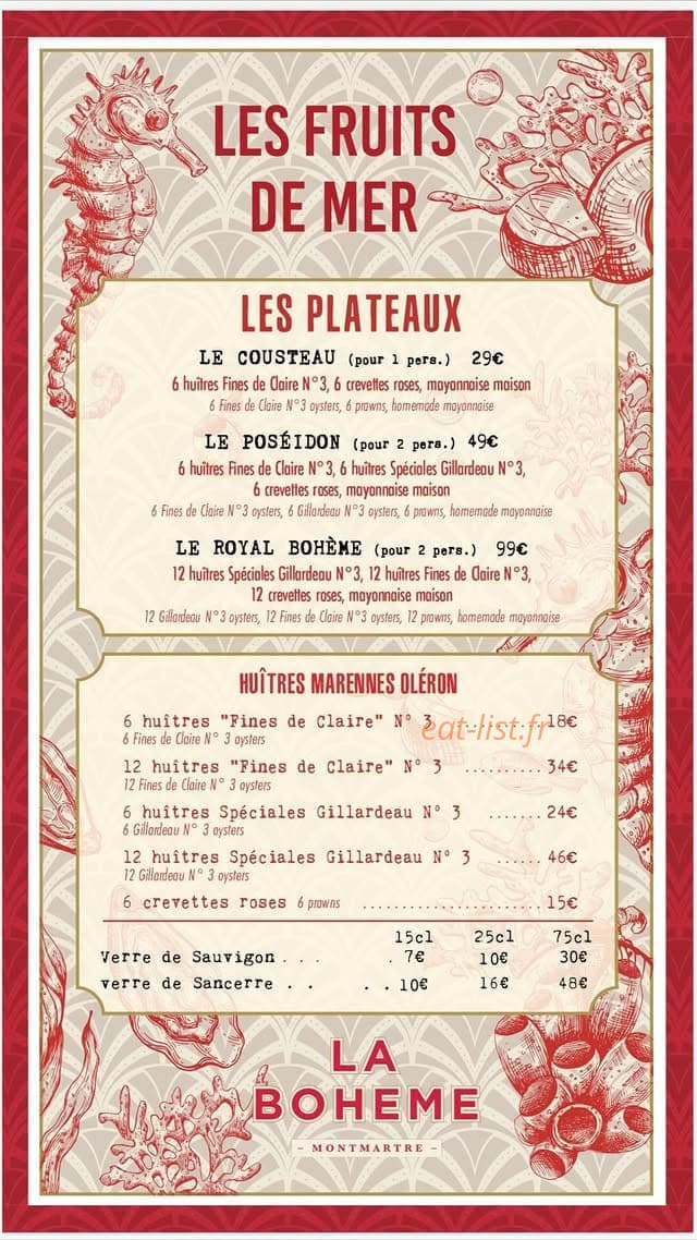 La Boheme — carte page 1