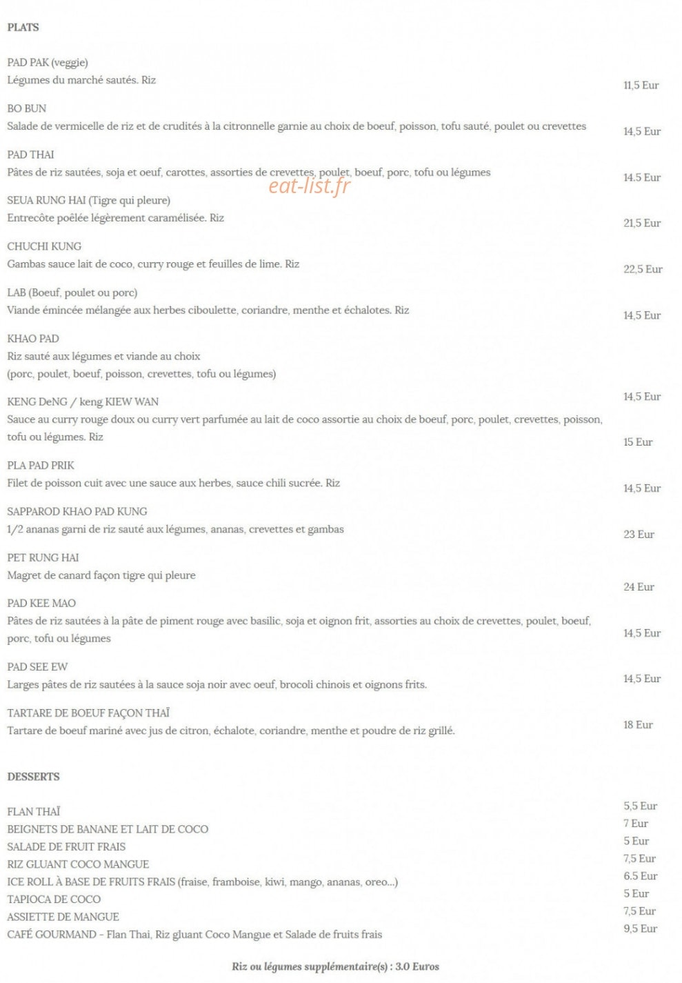 La Brasserie Thaï — carte page 2