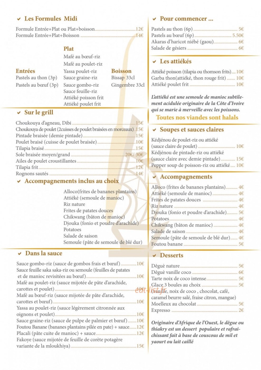 La Calebasse — carte page 1