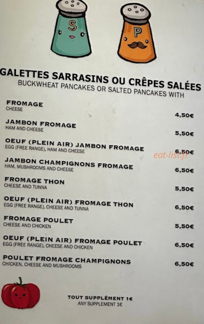 La Crêperie mon ami — carte page 3