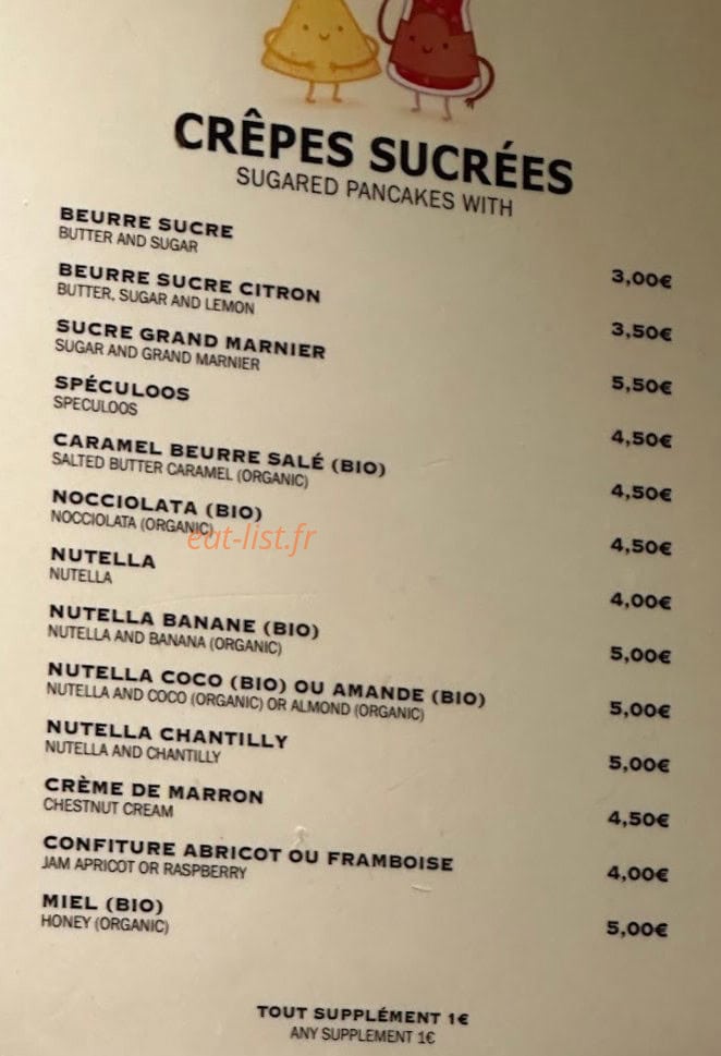 La Crêperie mon ami — carte page 2