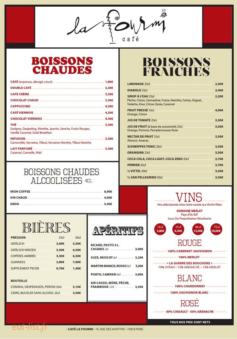 La Fourmi café — carte page 2