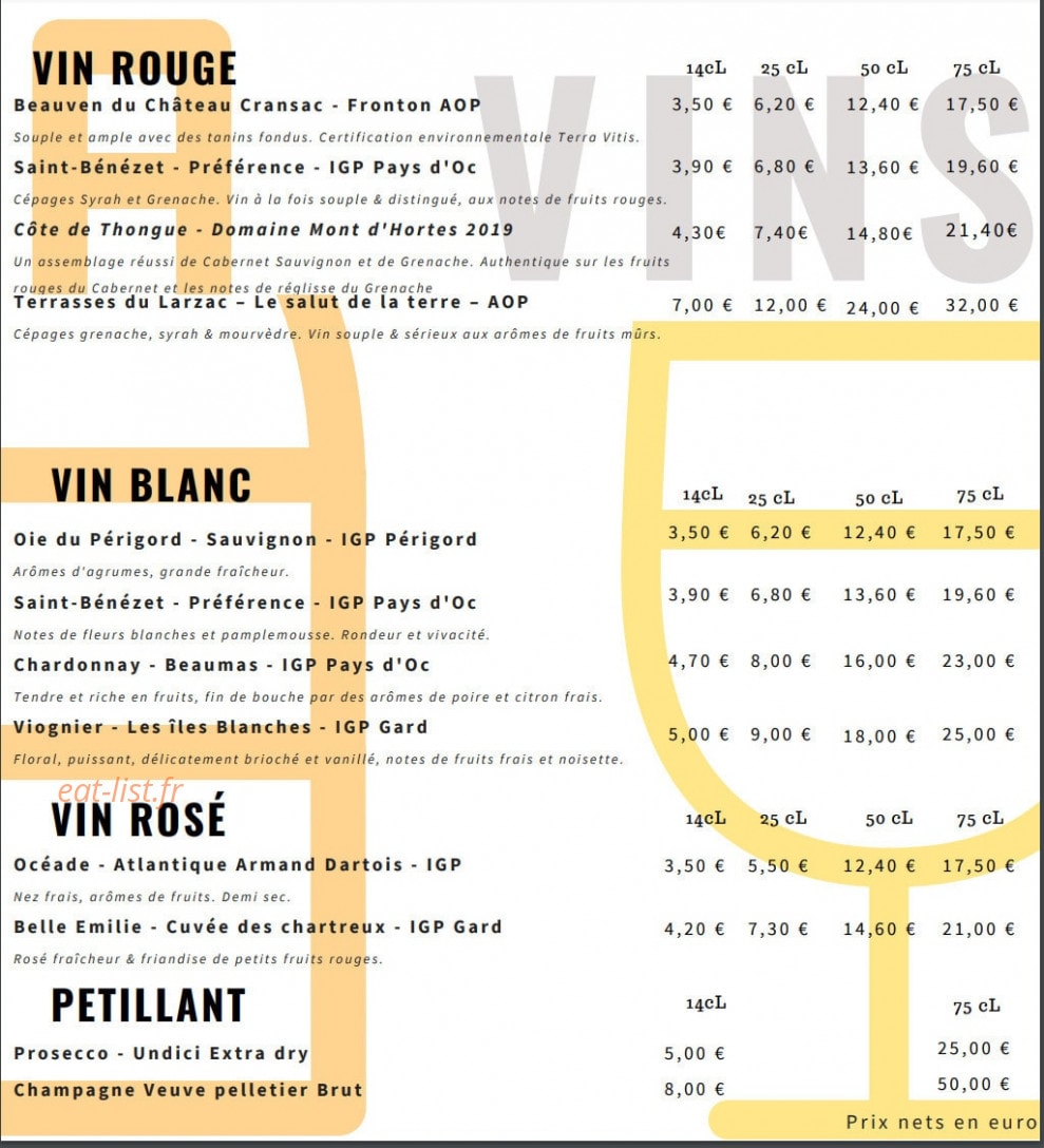 La Timbale — carte page 2
